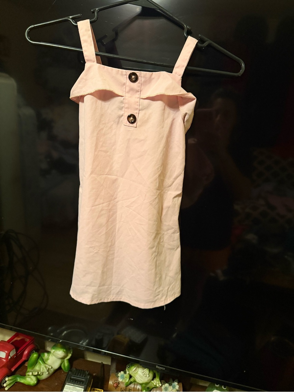 SHEIN Pale Pink Ruffle-Front Button Sundress
